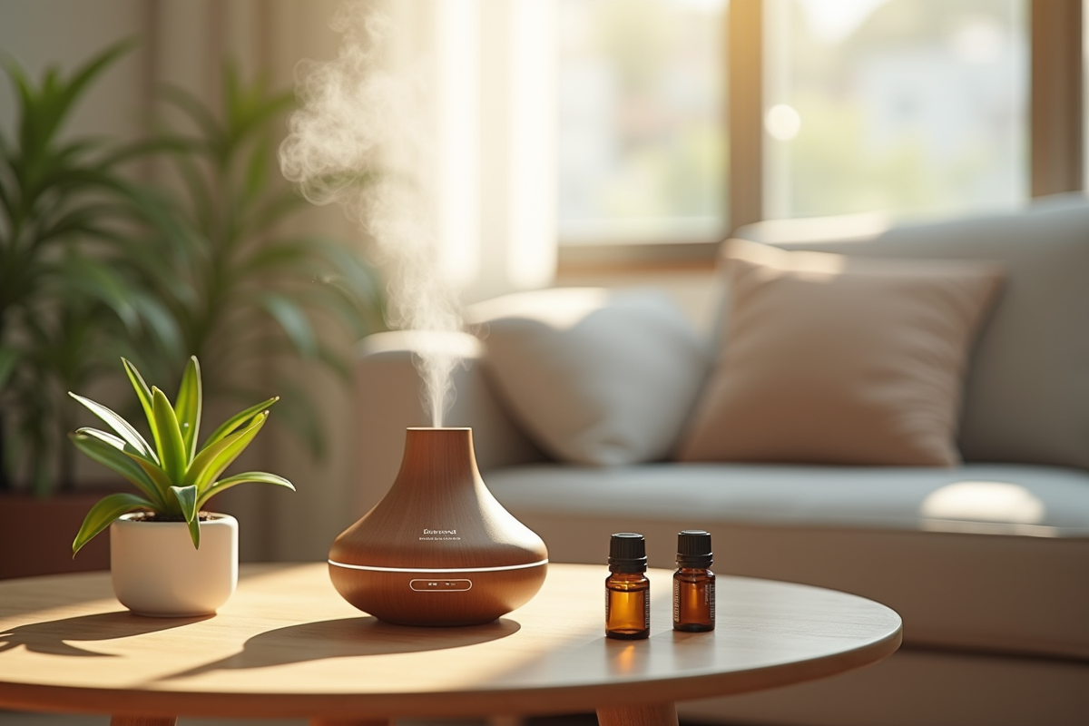 Diffuseur d huiles essentielles élégant dans un salon lumineux