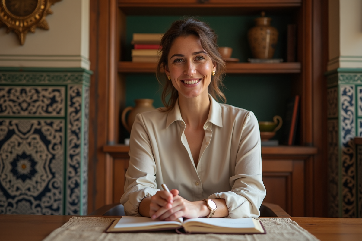 Femme assise dans un décor marocain chaleureux