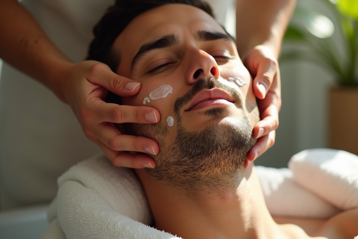 Mains massant doucement le visage d