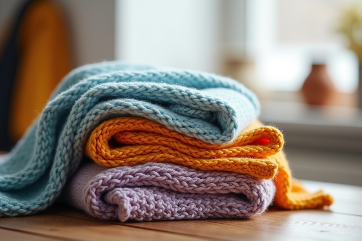Gros plan sur des accessoires tricotés d